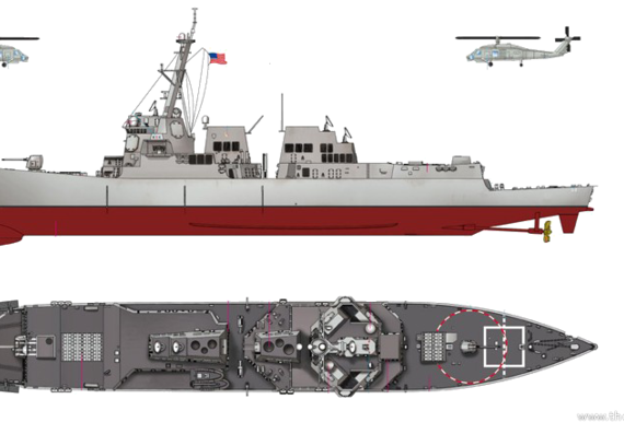 Эсминец USS DDG-98 Forrest Sherman [Destroyer] - чертежи, габариты, рисунки